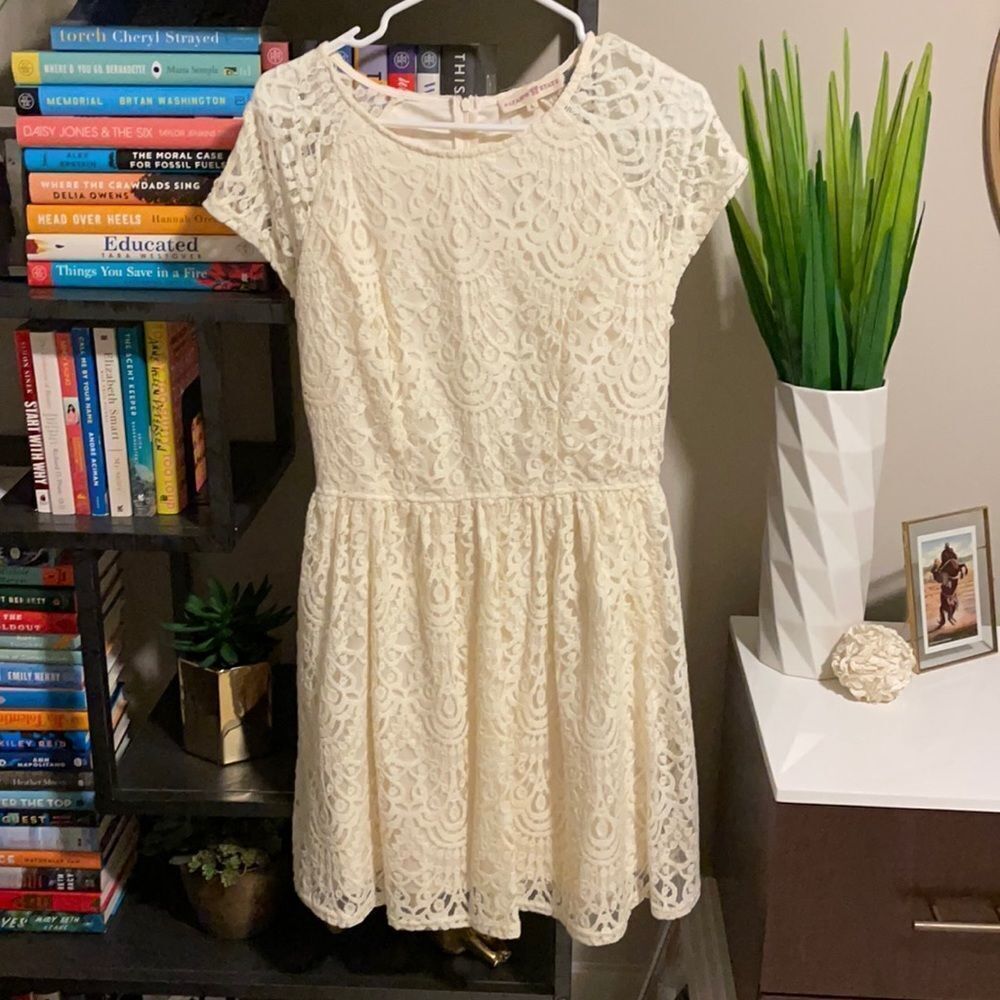Altar'd State Cream Lace Mini Dress